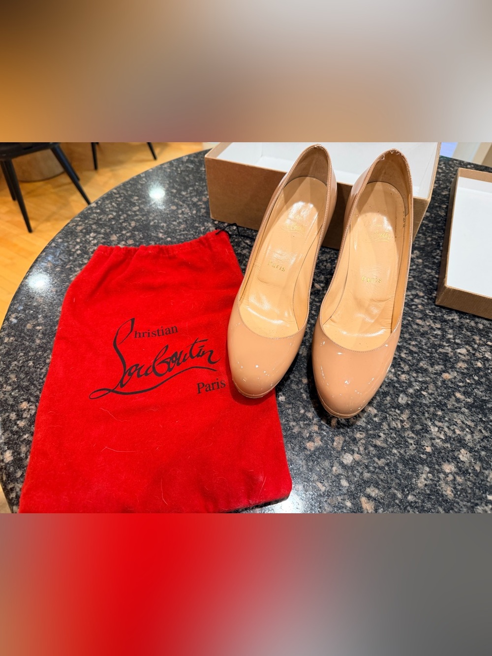 Christian Louboutin Nude Patent Leather Pumps
